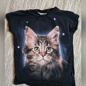 Molo Cosmic Cat Black T-Shirt Size 6